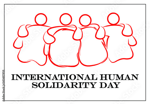  logo banner illustration international human solidarity day. hug and embrace logo