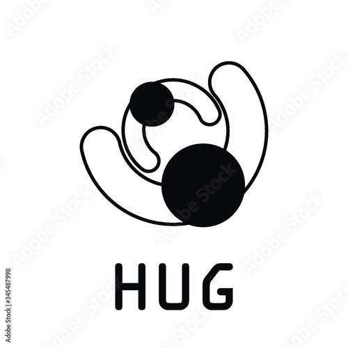 Logo parent hug from top view,  human solidarity day. international human solidarity day