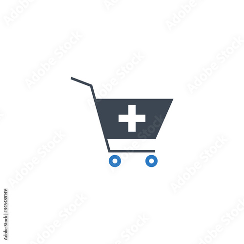 Drugstore Shopping related vector glyph icon. Isolated on white background. Vector illustration.