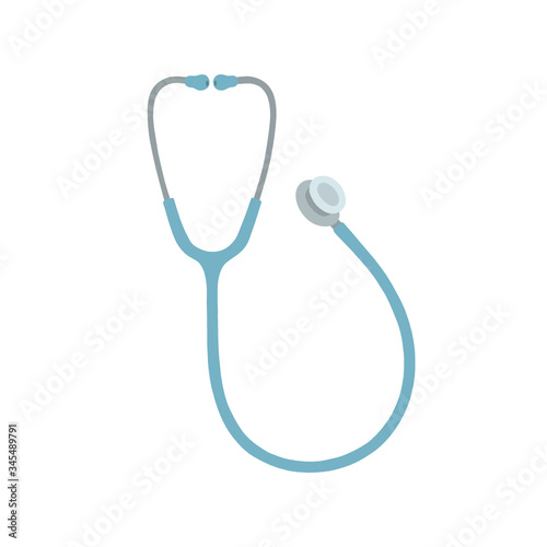 Stethoscope isolated on white. Medical tool, top view, hand draw.