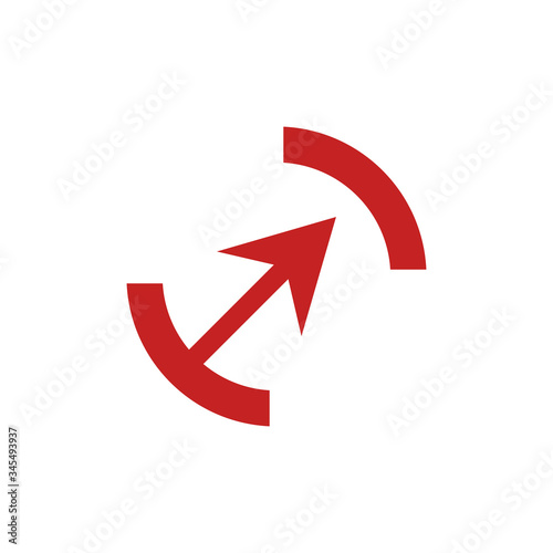 red Arrow Icon in trendy flat style isolated on grey background. Arrow symbol for your web site design, logo, app, UI. Vector illustration, EPS10.