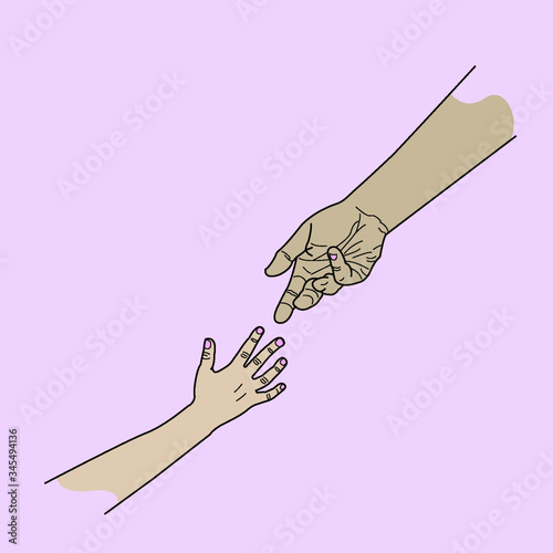 hand help sign illustration with cartoon style. Charitable generous