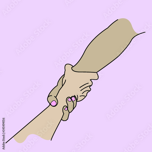hand help sign illustration with cartoon style. Charitable generous
