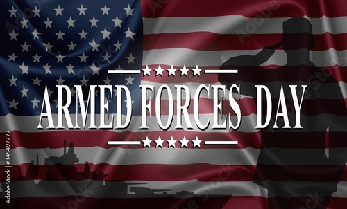 Fotografering ARMED FORCES DAY , Poster with USA flag