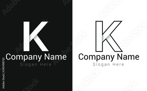 Letter K Logo Design. Creative letter K vector icon with business card template.