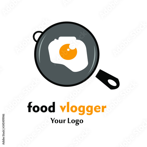 This logo is suitable for those who like to eat while video or food vloger and food lovers