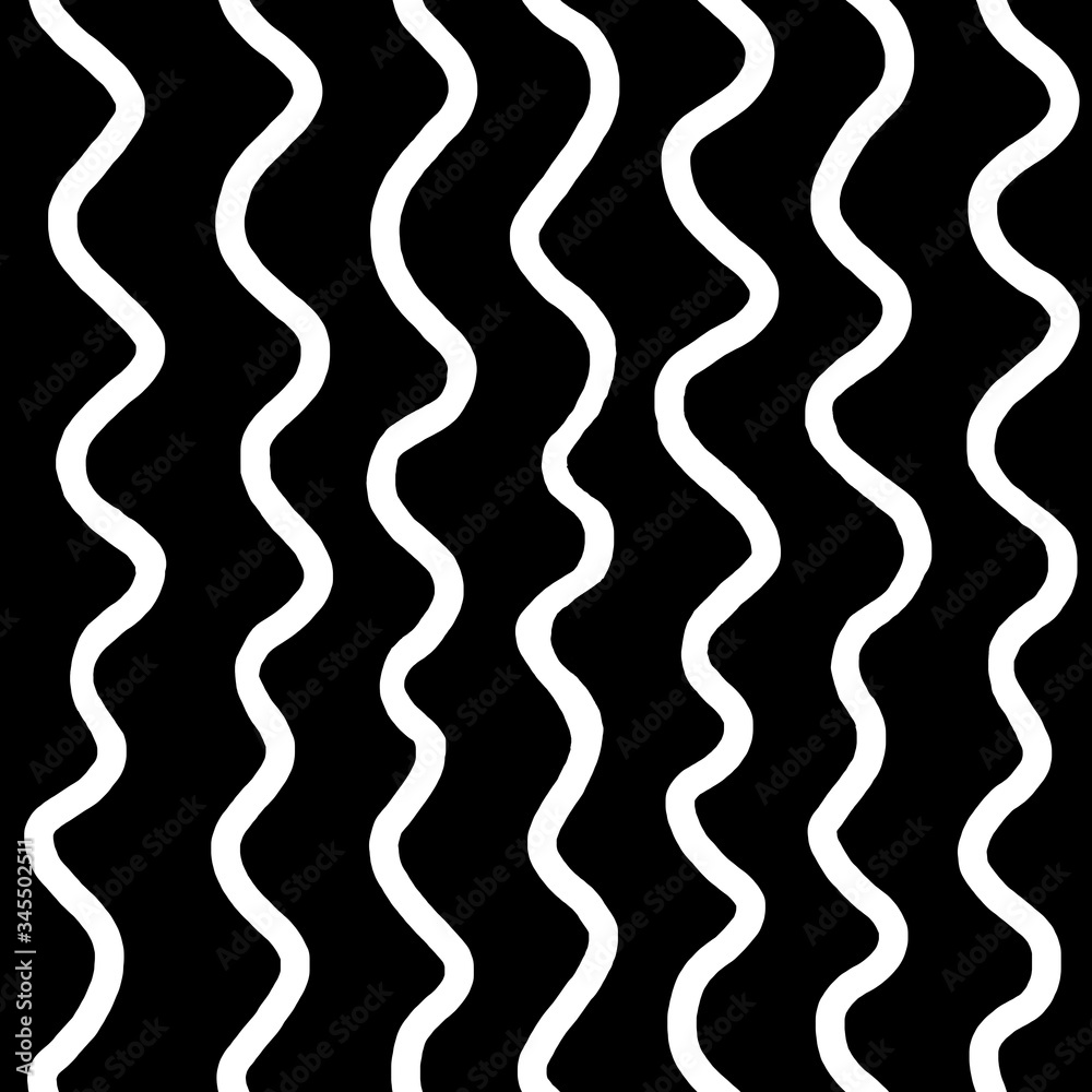 Simple black-white seamless pattern. Manual graphics, curved lines, stripes. Scandinavian style, design for wallpaper, fabric, textile. Simple black-white seamless pattern. Manual graphics, curved lines, stripes. Scandinavian style, design for wallpaper, fabric, textile.