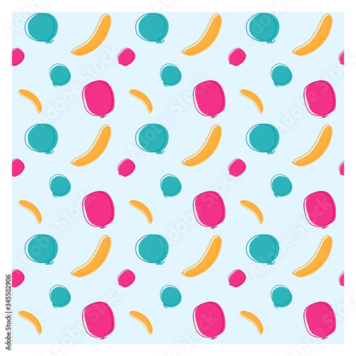 Wallpaper Mural Three balloons various colors with outlines. Seamless pattern. Torontodigital.ca