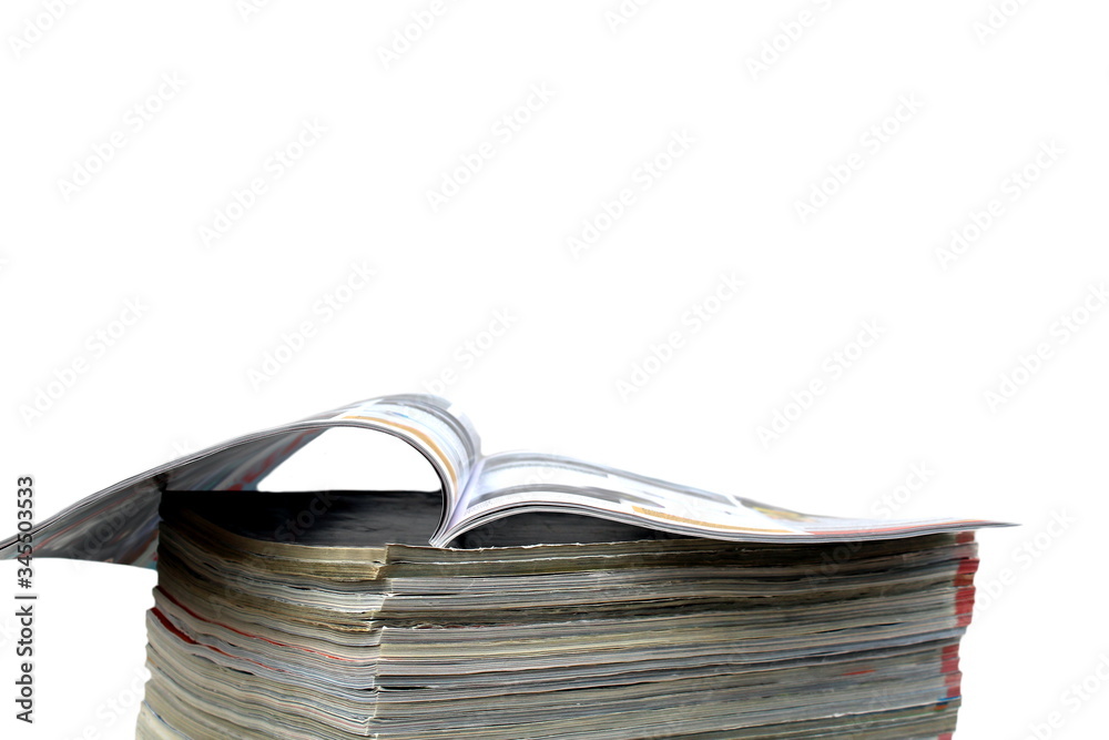 Background a stack of open glossy magazines, press Background a stack of open glossy magazines, press