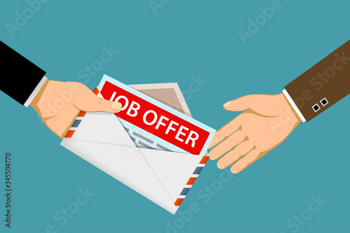 Manager gives employee an envelope with a job offer