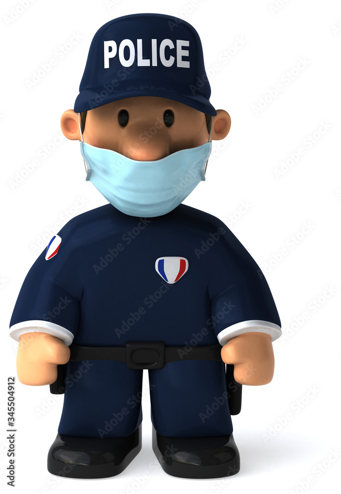 3D Illustration of a cartoon policeman