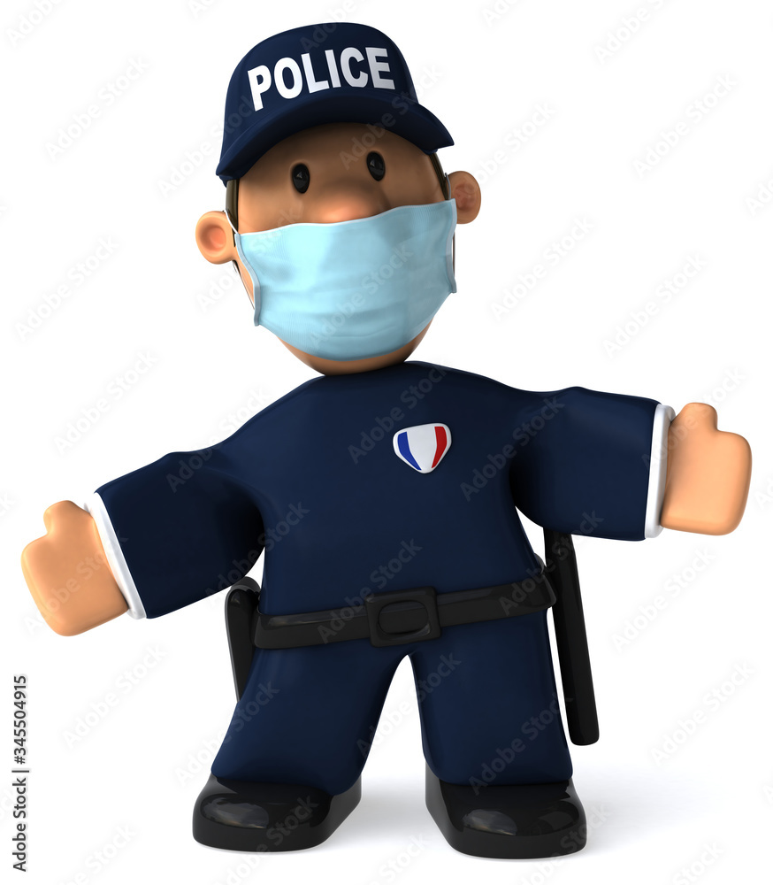 3D Illustration of a cartoon policeman 3D Illustration of a cartoon policeman