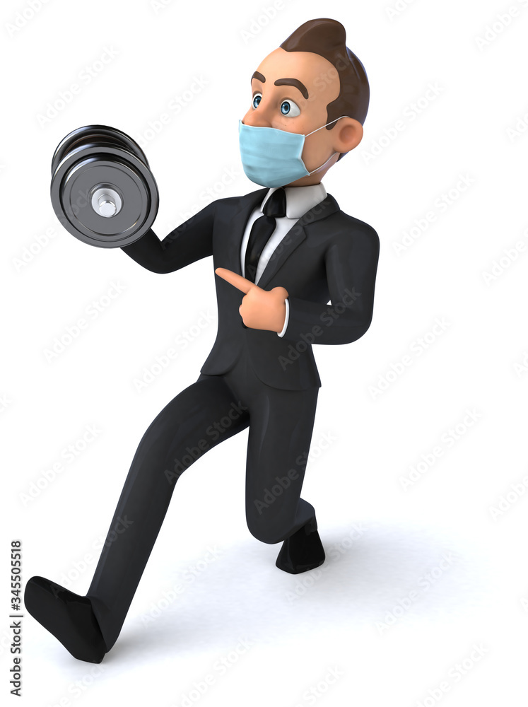 3D illustration of a cartoon character with a mask 3D illustration of a cartoon character with a mask