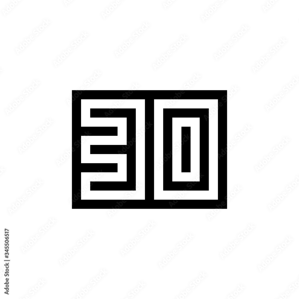 Number 30 icon design with black and white background Number 30 icon design with black and white background
