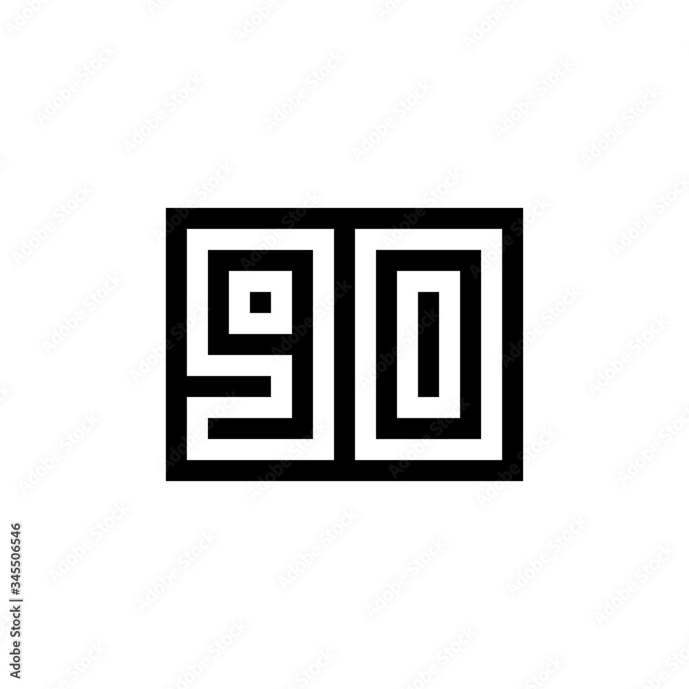 Number 90 icon design with black and white background Number 90 icon design with black and white background