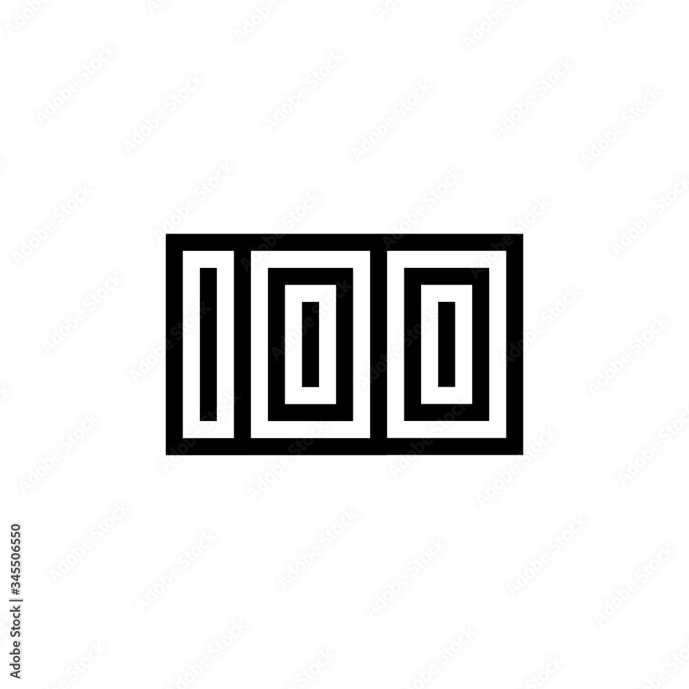 Number 100 icon design with black and white background