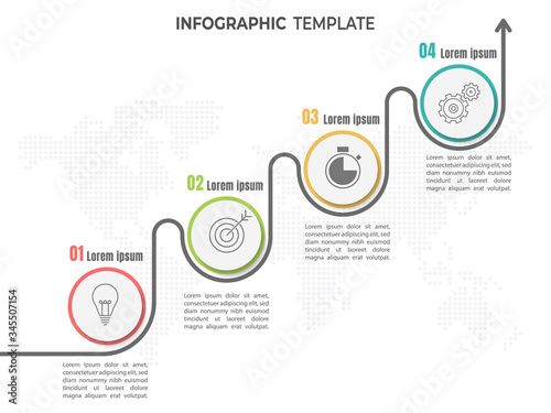 Infographic timeline 4 steps or options.