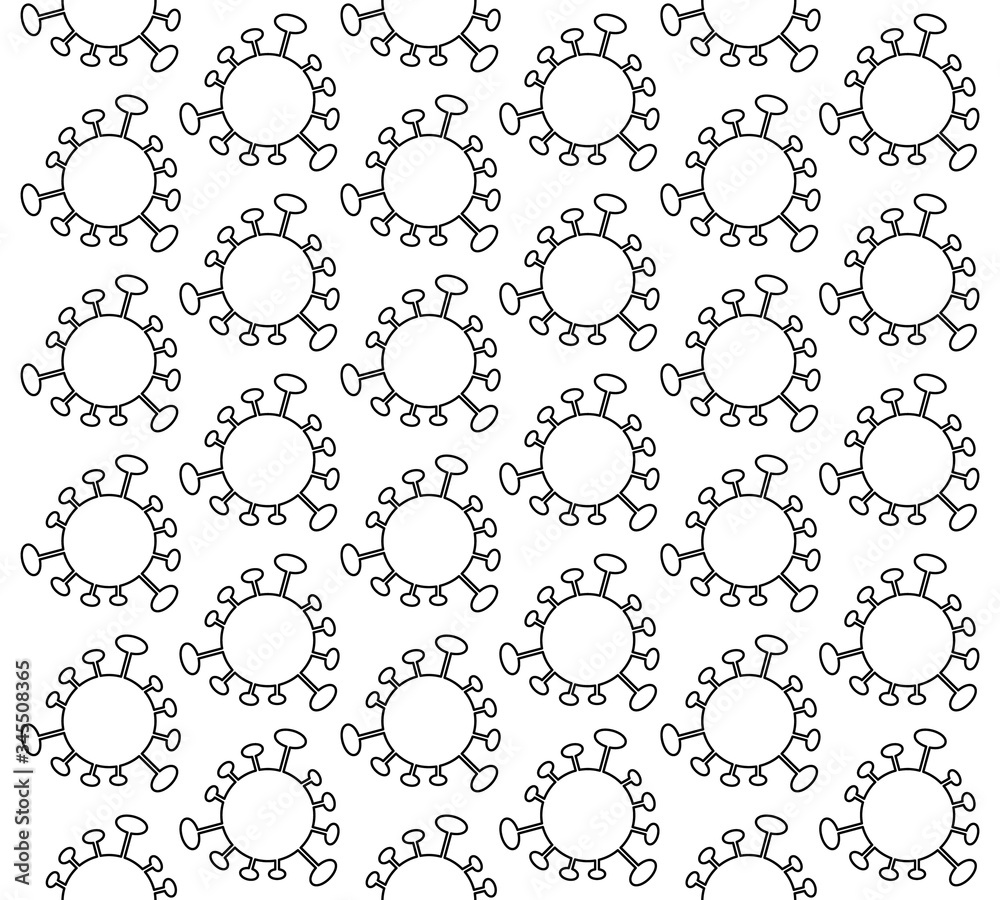 The seamless virus pattern on the background is white. The seamless virus pattern on the background is white.