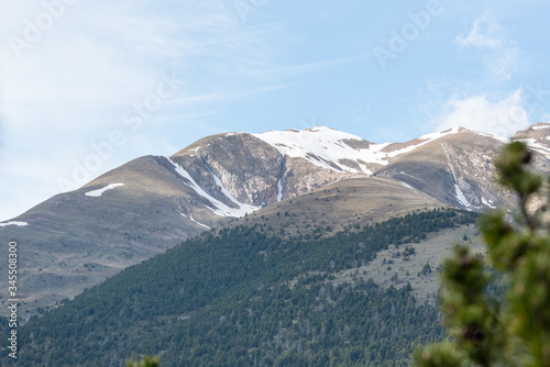 View of the Casamanya mountain 2,752 meters in the provinces of Canillo and Ordino in the Principality of Andorra.