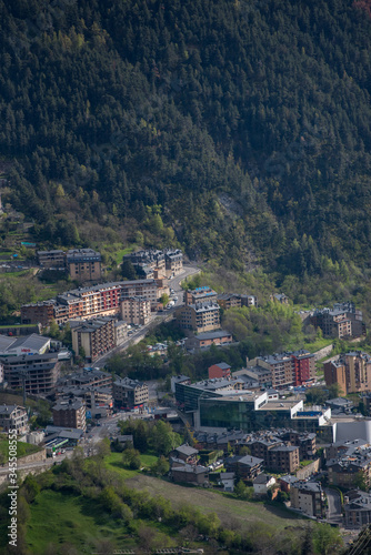 Cityscape of Encamp in Andorra on spring