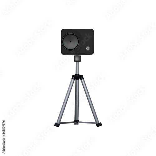 Action camera on a tripod.