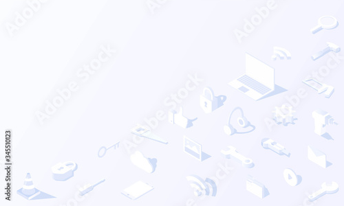 Technology tool Social media monitoring concept in isometric vector design.