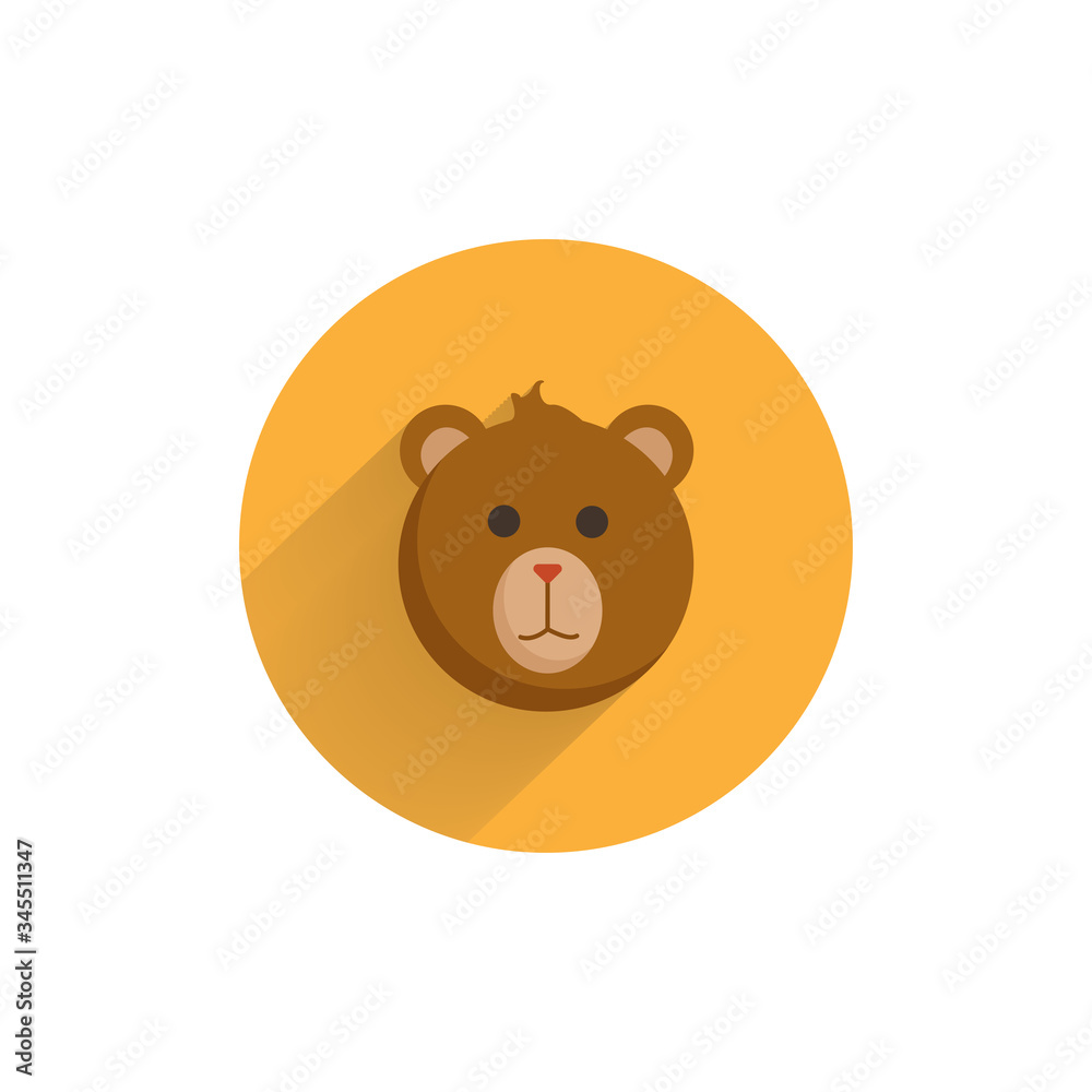 bear colorful flat icon with long shadow. bear flat icon