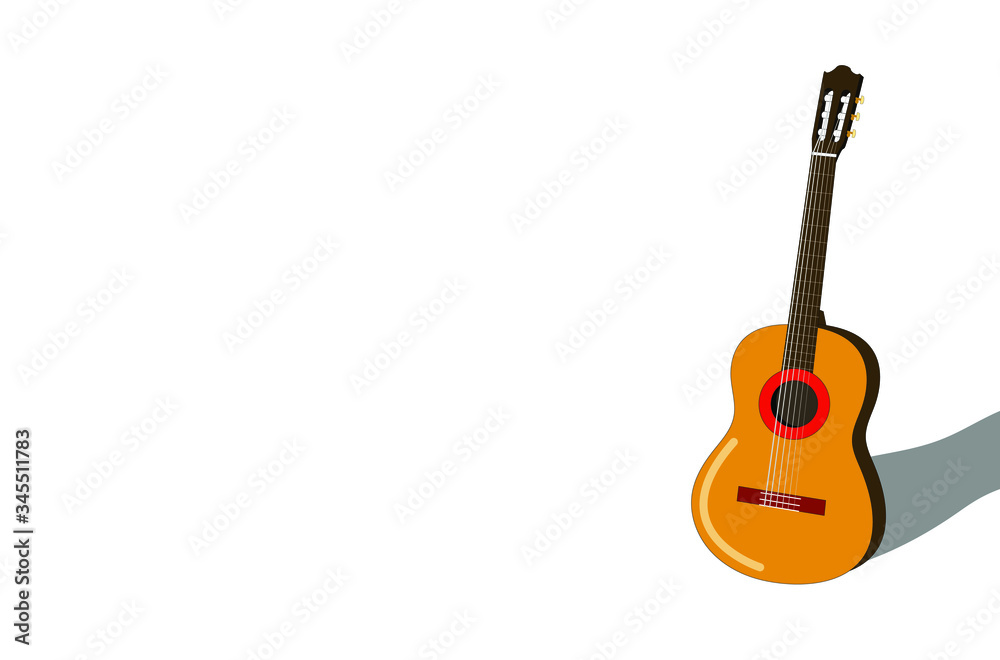 Naklejka premium Classical guitar on a white background.