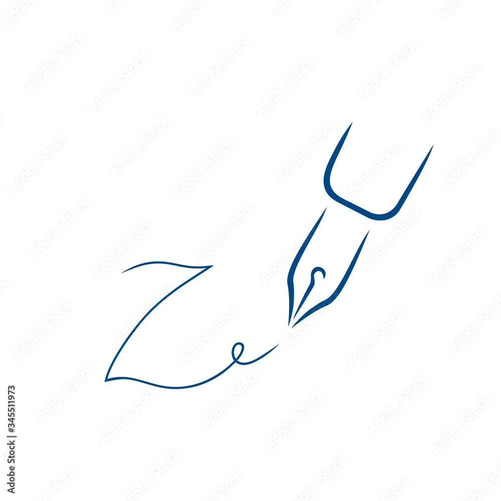 Obraz premium Pen icon, signature in the style of brush strokes. Signature in the form of the letter Z