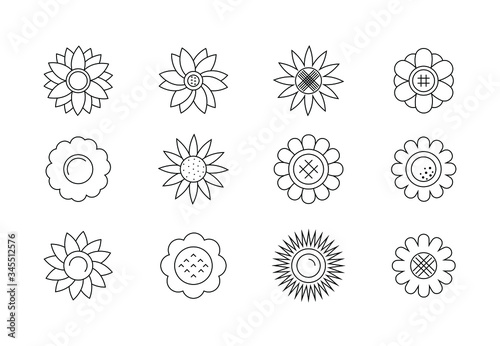 Set of sunflower icons isolated on wthite background. Simple floral logo. Vector illustration photo