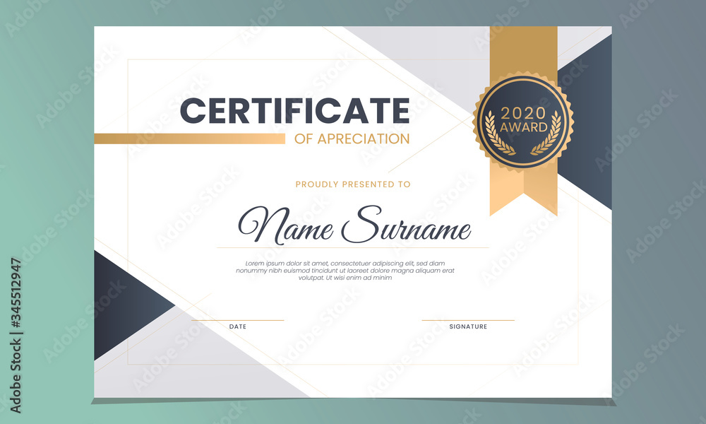 stylish modern elegant certificate of achievement award template design ...