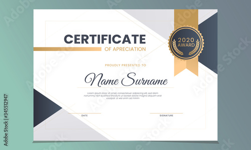 stylish modern elegant certificate of achievement award template design vector illustration