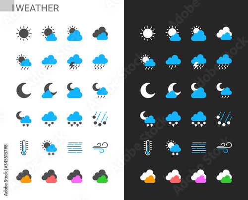 Weather icons light and dark theme. 48x48 Pixel perfect.