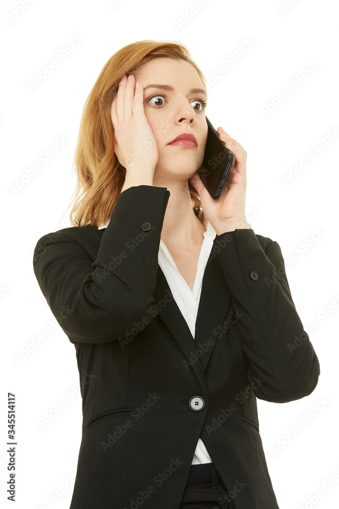 Surprised business woman is calling Surprised business woman is calling
