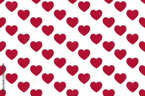 Seamless pattern of red hearts. Love concept. Design for packaging and backgrounds.