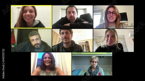 Wallpaper Mural chatting by zoom -  video call between friends with people joining Torontodigital.ca