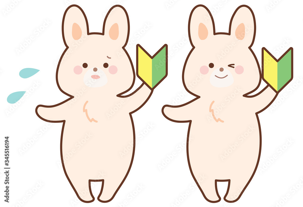 Fototapeta premium 初心者マークとうさぎ セット