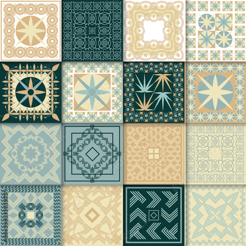 Color Scandinavian square pattern set. Vector illustration