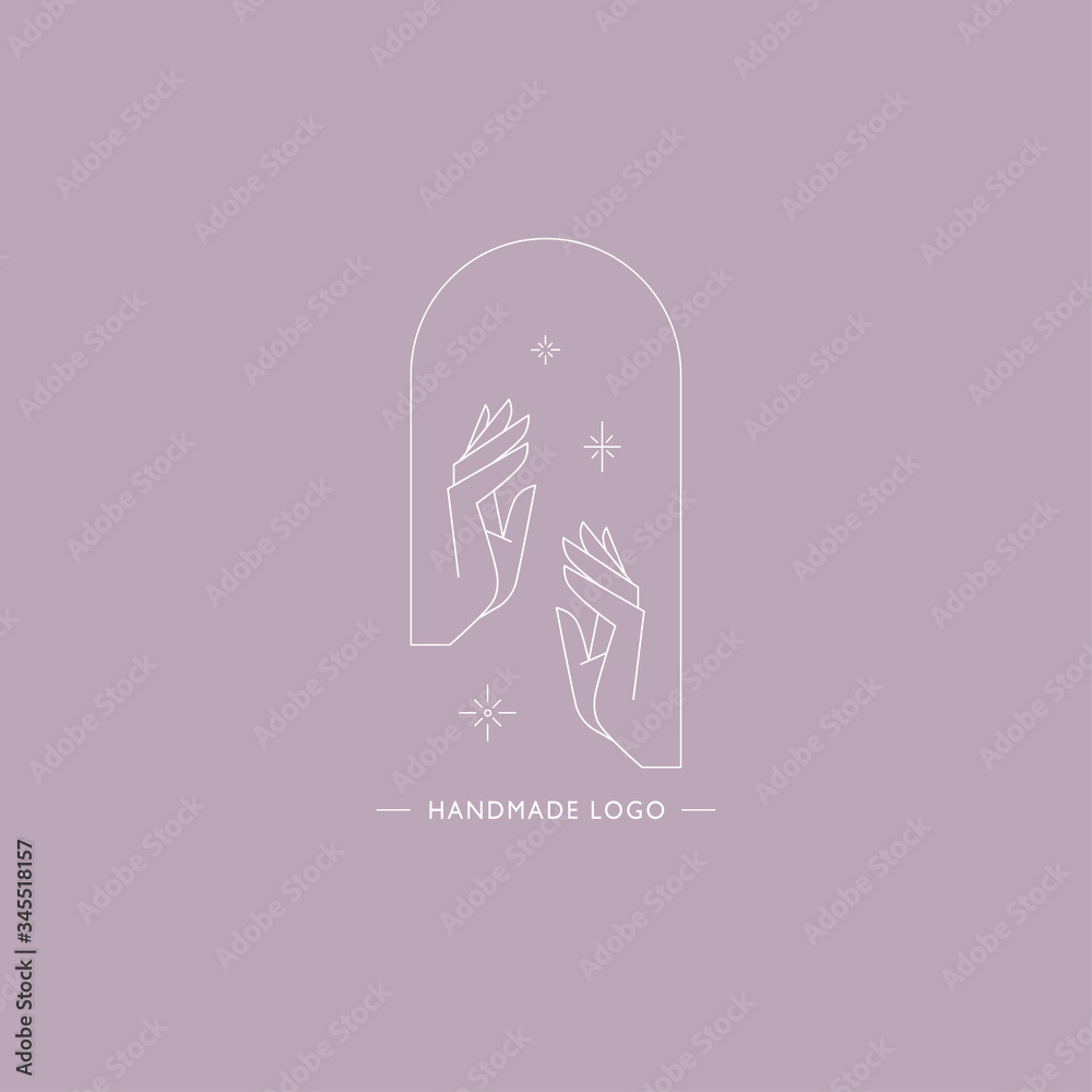 logo for business in the industry of beauty, health, personal hygiene. icture of hands. Linear stylized image. Logo of a beauty salon, health industry, makeup artist, cosmetologist, massage therapist. logo for business in the industry of beauty, health, personal hygiene. icture of hands. Linear stylized image. Logo of a beauty salon, health industry, makeup artist, cosmetologist, massage therapist.