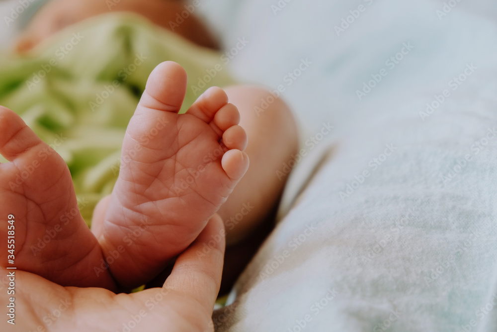 Baby feet in mother's hand. Baby feet in mother's hand.