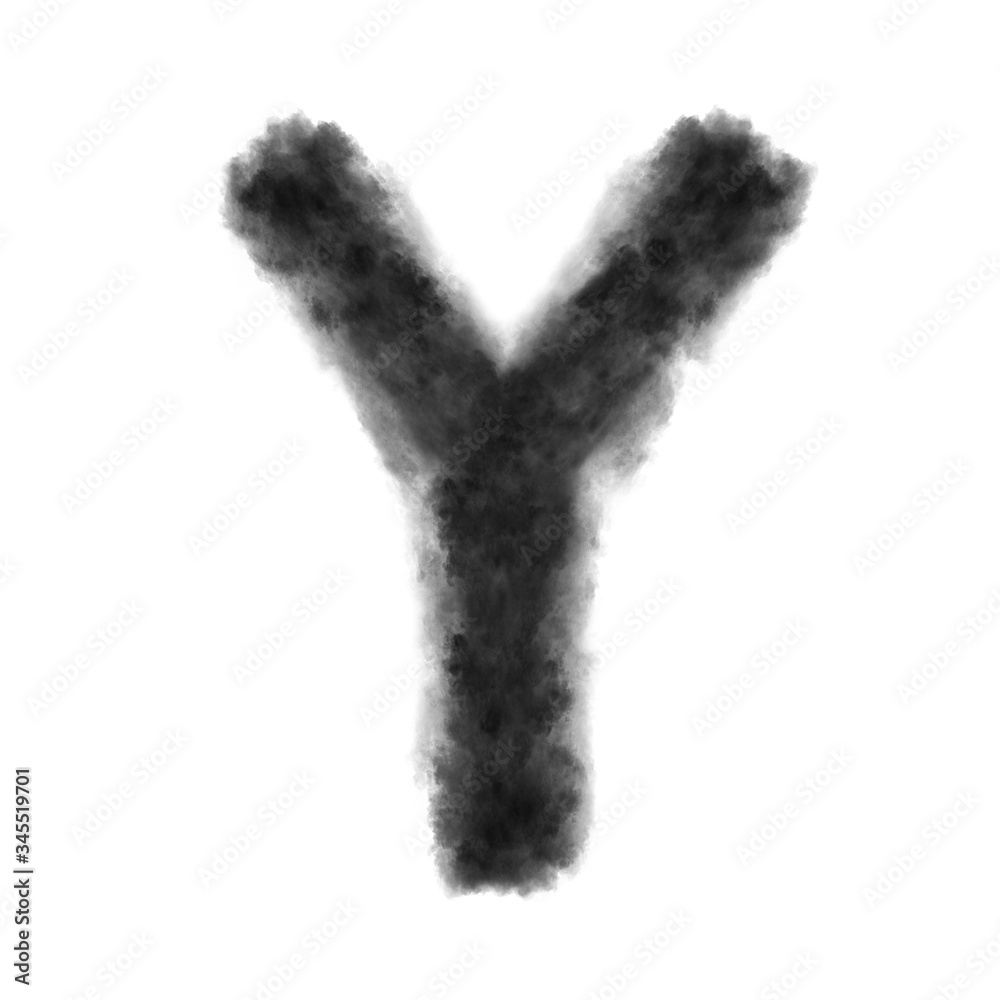 Letter Y made from black clouds on a white background. Letter Y made from black clouds on a white background.
