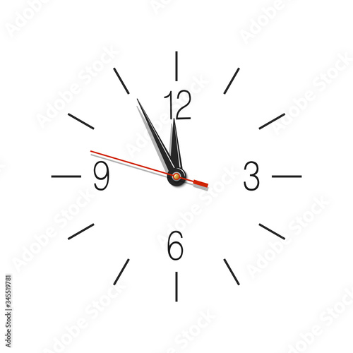 Round wall clock icon isolated on white background