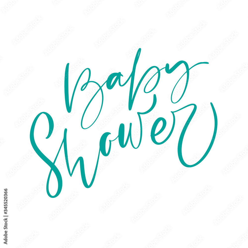 Baby Shower text. Calligraphy vector lettering. White background hand drawn  illustration design for style poster, t shirt print, post card, video blog  cover vector de Stock | Adobe Stock