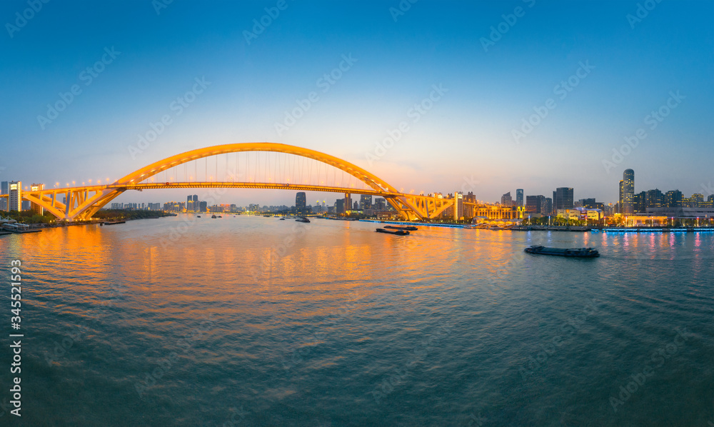 Night view of Lupu Bridge, Huangpu River, Shanghai, China Night view of Lupu Bridge, Huangpu River, Shanghai, China