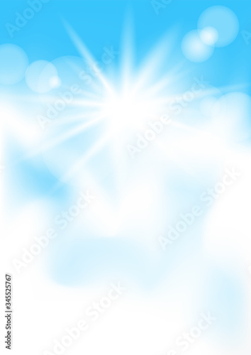 blue sky and sun lights vertical mockup