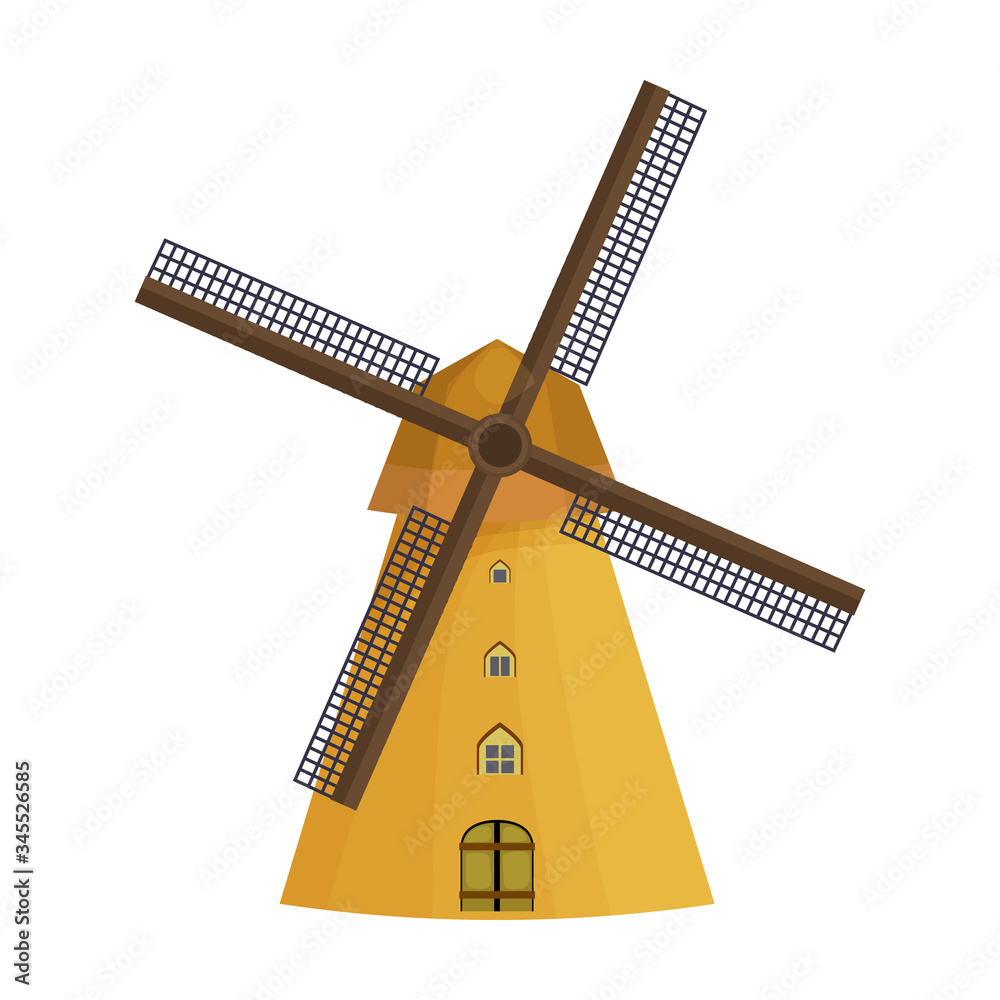 Windmill vector icon.Cartoon vector icon isolated on white background windmill.