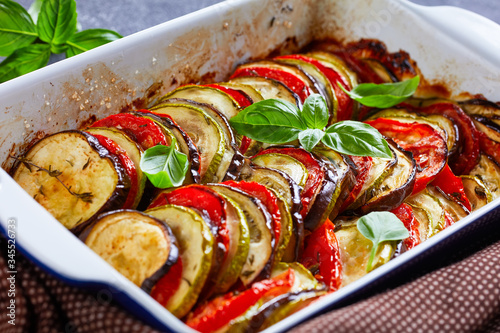 yummy french tian provencal, close-up, top view photo