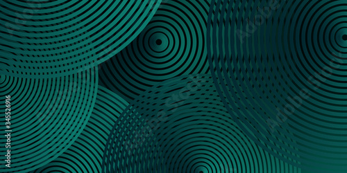 Abstract spiral 3d luxury dark green overlap layer with golden green line. Abstract bright green banner design. Abstract deep green 3D background with spiral pattern