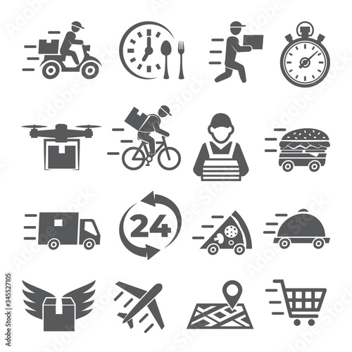 Food Delivery Icons on white background