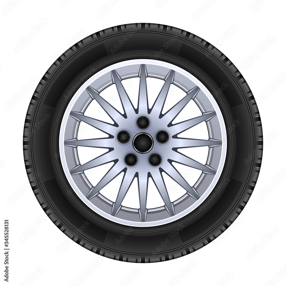 Wheel vector icon.Realistic vector icon isolated on white background wheel.